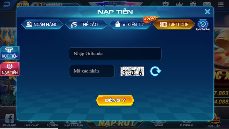 Nạp tiền Sum Vip qua giftcode tiện lợi