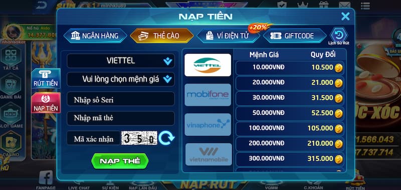 Nạp tiền Sumvip truyền thống 