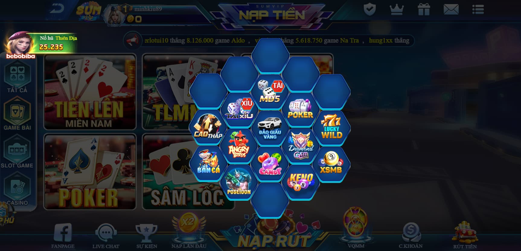 Trang chủ 42 Sảnh minigame tại Sum Vip